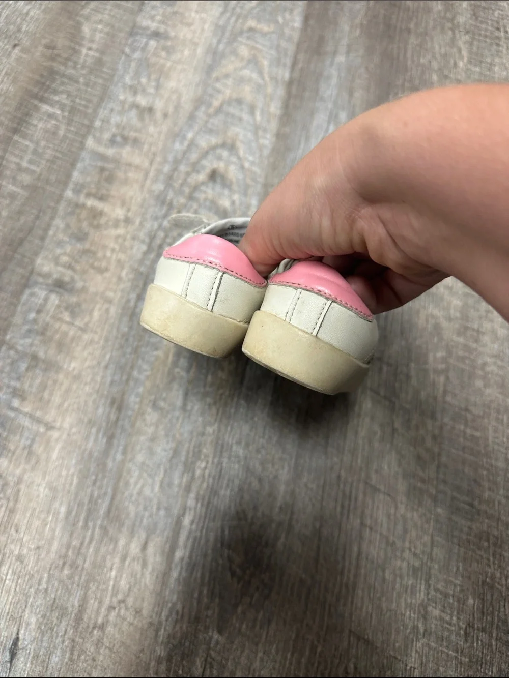 Golden Goose Kids White Sneakers with Pink Heel and Silver Glitter Star